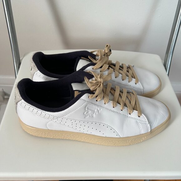 Puma Clyde Sneakers White Leather Men’s 9.5 - Picture 1 of 5